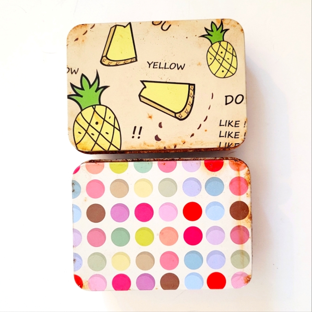 2pk TinBoxes Polka Dot + Pineapples